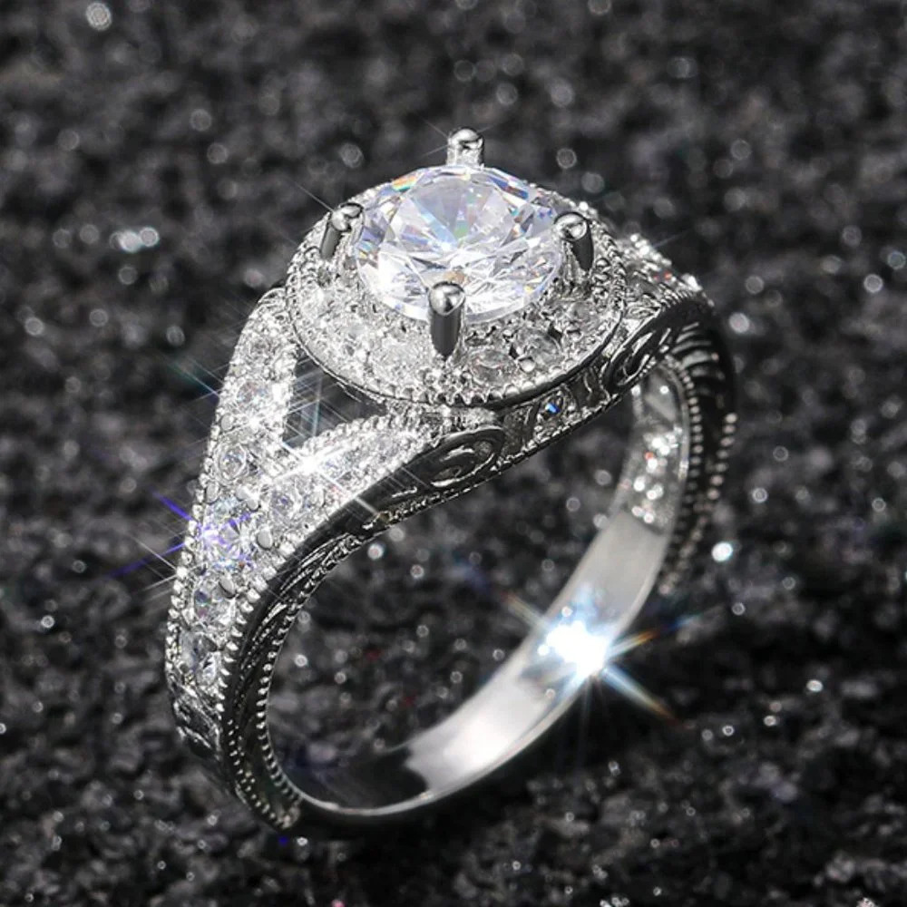 Round Shiny Cz Noble Silver WeddingEngagement Ring For Women K808 79$